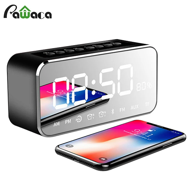 Mirror LED Digital Alarm Clock with Wireless Speaker Wireless Stereo