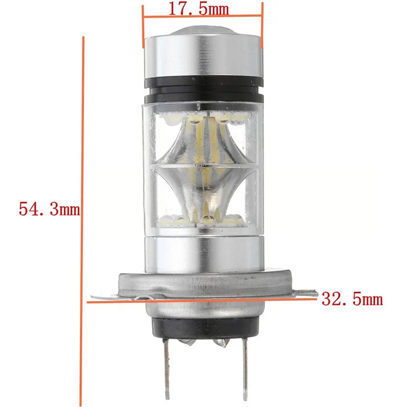 2pcs/set  H7 100W LED Car Fog Tail Driving Light Headlight Lamp Bulb White