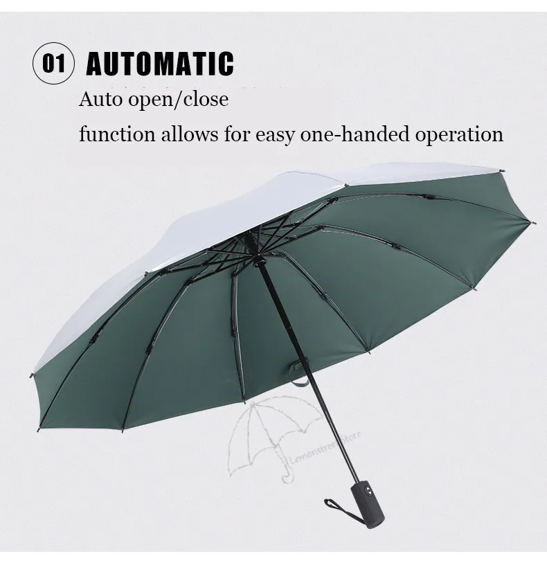 Летний ветрозащитный обратный зонтик для женщин, пляжный зонтик для мужчин, автоматические зонты 10 к, анти-УФ Защита от солнца, мужской зонт