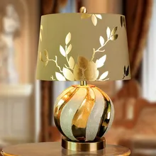 TUDA 40X58 см роскошный Золотая настольная лампа креативный круглый керамический Настольный светильник светодиодный светильник для спальни гостиной