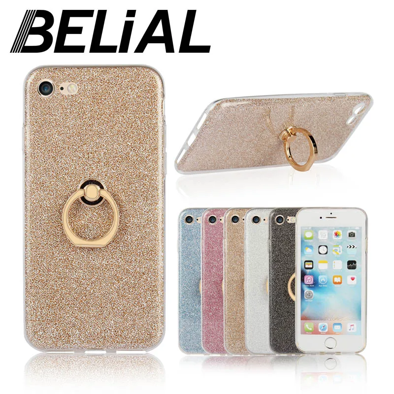 

BELIAL Phone Cases for iPhone 7 Case Glitter Silicone for iPhone 7 Plus Case Silicone With Ring Holder Soft TPU Cover Coque