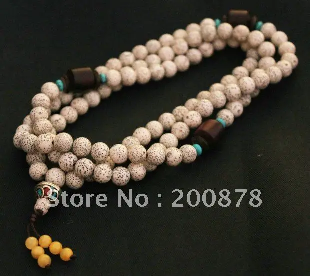 

Tibetan 108 Beads 8mm White Starmoon Bodhi Mala Master Design