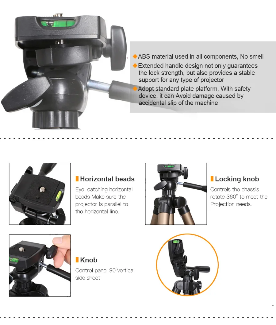 AODIAN AODIN Portable Lightweight Aluminum Alloy Projector Tripod 4 Foot Camera projector bracket Rocker Arm Carry Bag Universal-03