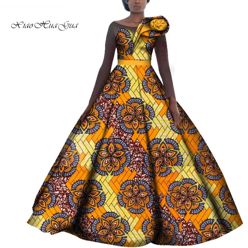 Африканские свадебные платья для женщин хлопок батик Анкара печать традиционная одежда формальная вечеринка с длинным рукавом платье