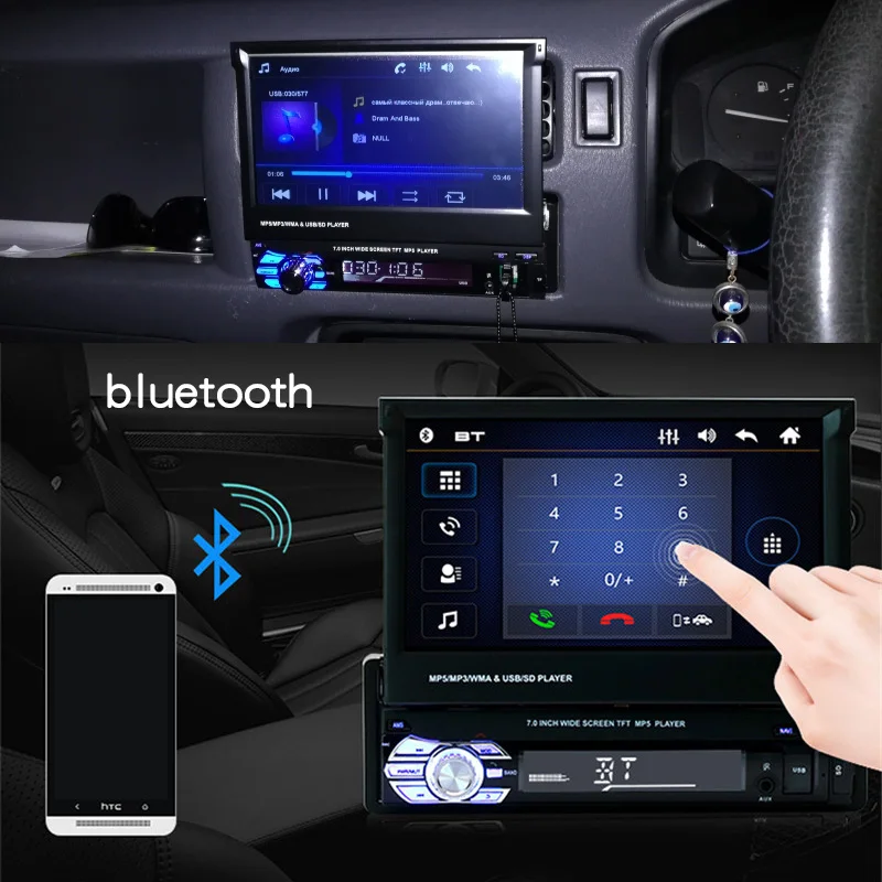 Универсальный 1din " автомобильный Радио Стерео Bluetooth Авторадио gps автомобильный мультимедийный плеер HD сенсорный экран AUX-IN MP3/FM/USB резервная камера