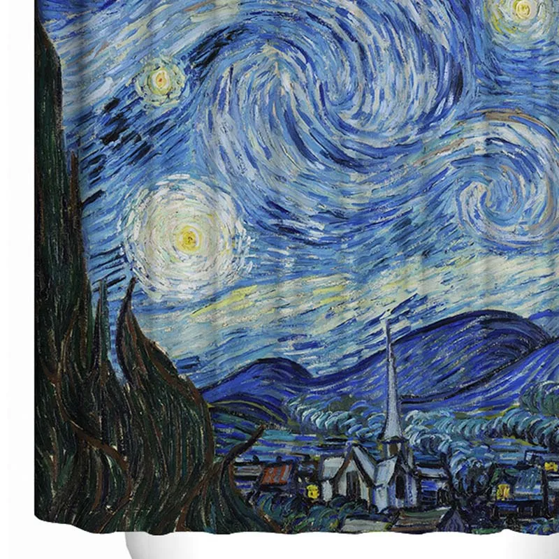 Ван Гог звездное небо принт занавески для душа водонепроницаемый плесени доказательство шторы для ванной толстый Высокоточный материал с крючками