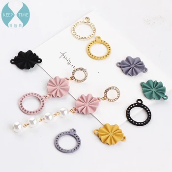 

Ritoule DIY ear jewelry accessories Korea oil alloy hollow ring double folding round earrings earrings pendant material