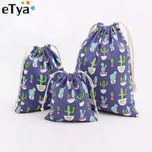 ETya Цветочная женская сумка для покупок дорожная Косметическая обувь сумка носки одежда отделка шнурок Сумка