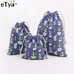 ETya цветочный для женщин сумка для покупок Путешествия косметическая обувь чехол носки для девочек одежда отделка шнурок мешок