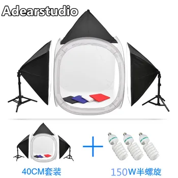 

4 Colors Backdrops 150W Lamps table light Stand 40cm Photo Studio Photography Square Light Tent kit light box Cd50