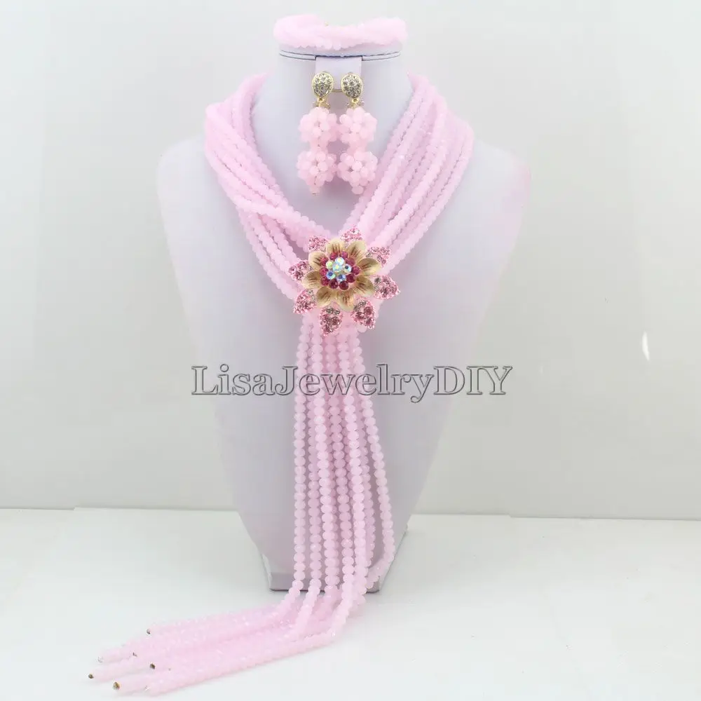 

Popular African Beads Jewelry Sets Nigerian Wedding African Custume Bridal Necklace Jewelry Sets HD3521