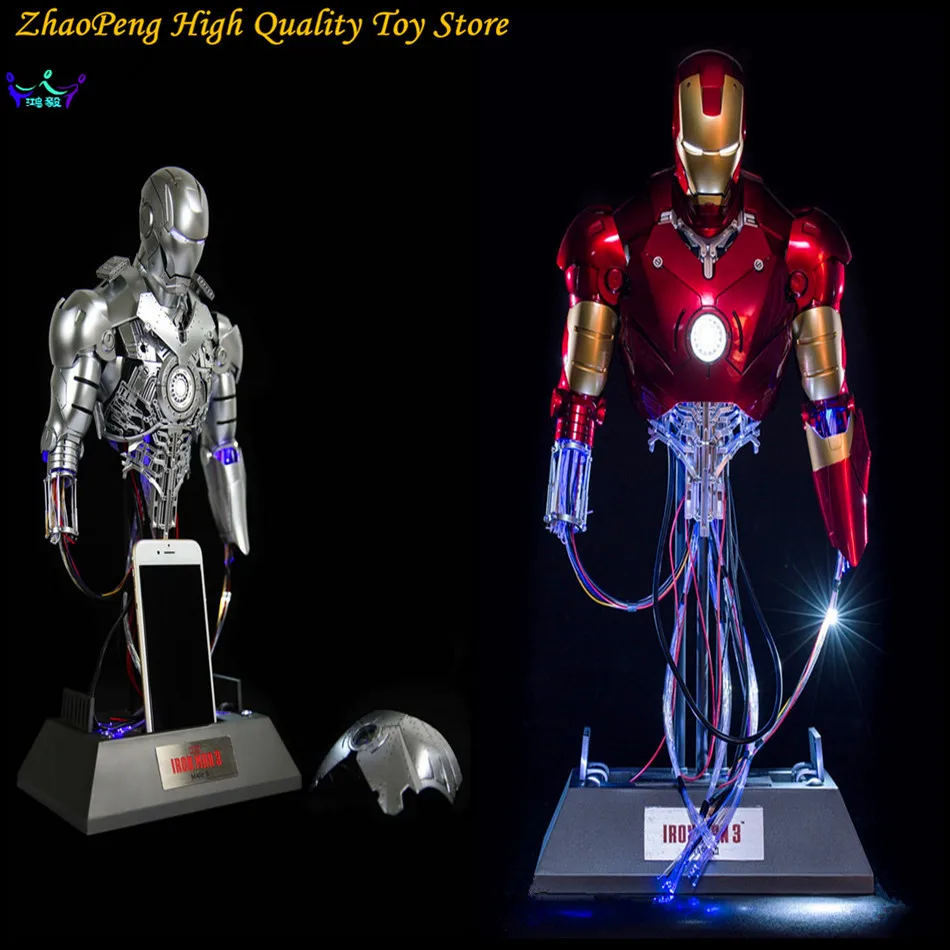

Marvel Anime Iron Man Mobile Charging Version Statue MK3 Maintenance Version Bust Combat Damage Action Figures Collection FB195