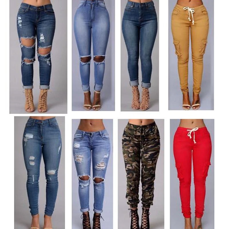 2016 moda sexy nuevo estilo de las mujeres de cintura pantalones vaqueros de Cuerpo jeans Rasgados Flacos para señora de las jeans delgado pantalones|jeans butt|jean jacket for menjeans formal -