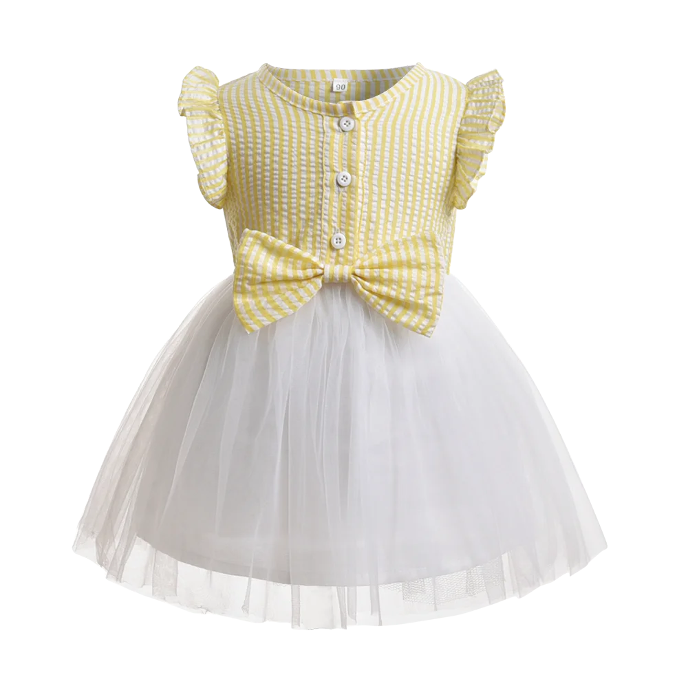 2018 autumn Baby Girl yellow Dresses For Girl Wear Children wedding And