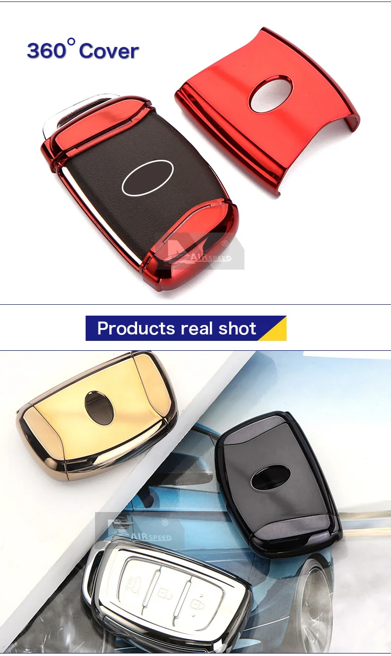 AIRSPEED TPU 3 Button Smart Car Key Case Key cover Key shell for Hyundai IX35 Tucson 2016 2017 Solaris Sonata IX25 Mistra Verna (6)