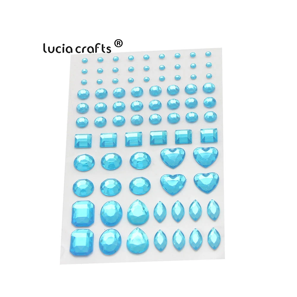 Lucia crafts 1 лист/лот 75*130 мм многоцветный самоклеящийся акриловый камень наклейки со стразами DIY скрапбук Арт Декор C0805 - Цвет: C3 Water blue
