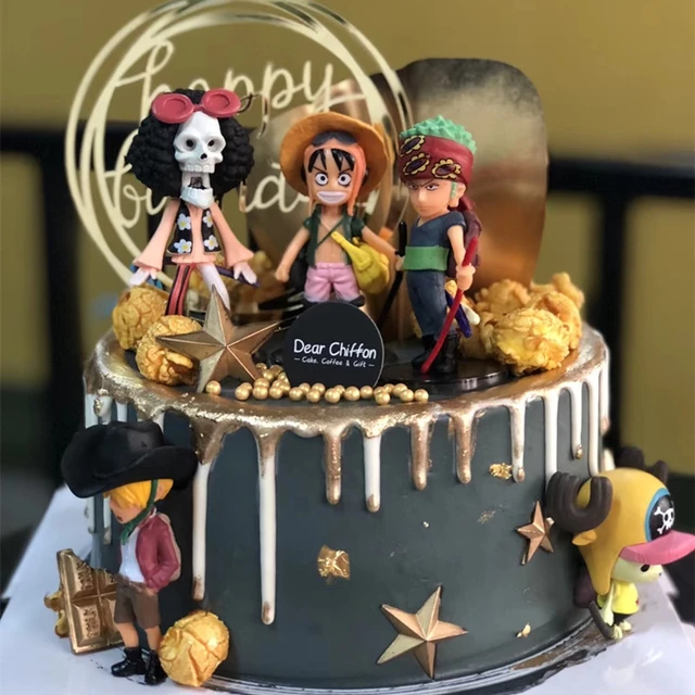 ワンピースのケーキデコレーション ルフィ チョッパー ゾロ ナミ サンジ ゾロのフィギュア 誕生日や結婚