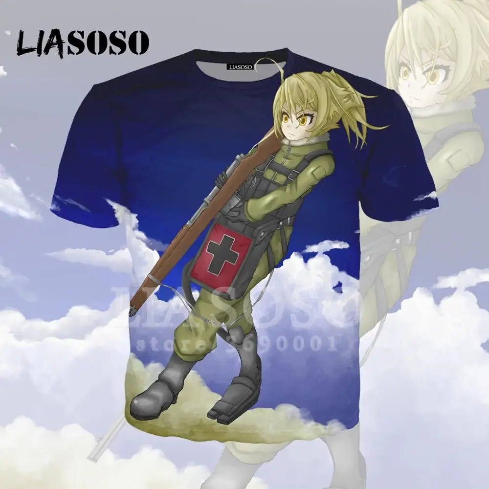 LIASOSO, 3D принт, для женщин и мужчин, японское аниме, Youjo Senki Tanya Degurechaff, футболка, летняя футболка, хип-хоп пуловер, короткий рукав, X1575 - Цвет: 4