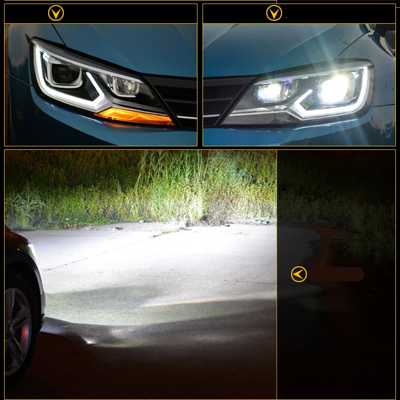 Ownsun Eagle Eyes светодиодный DRL Bi-xenon проектор линзы фары для VW Lamando