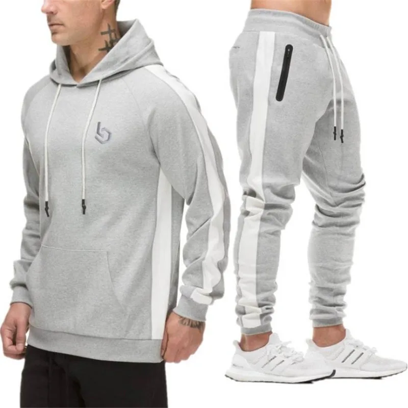 2019 New Sport Suit Hoodie Batman Hooded+Pants 2 pieces set Fall /Spring Sweatshirts Men's Casual Side Striped Tracksuit Costume
