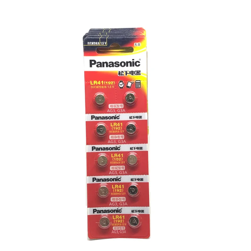 

10pcs/lot 100% Original Panasonic LR41 Button Cell Battery SR41 AG3 G3A L736 192 392A Zn/MnO2 1.5V Lithium Coin Batteries LR 41