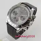 Новое поступление 39 мм PARNIS серый циферблат кварцевые мужские часы Твердый чехол Полный Хронограф