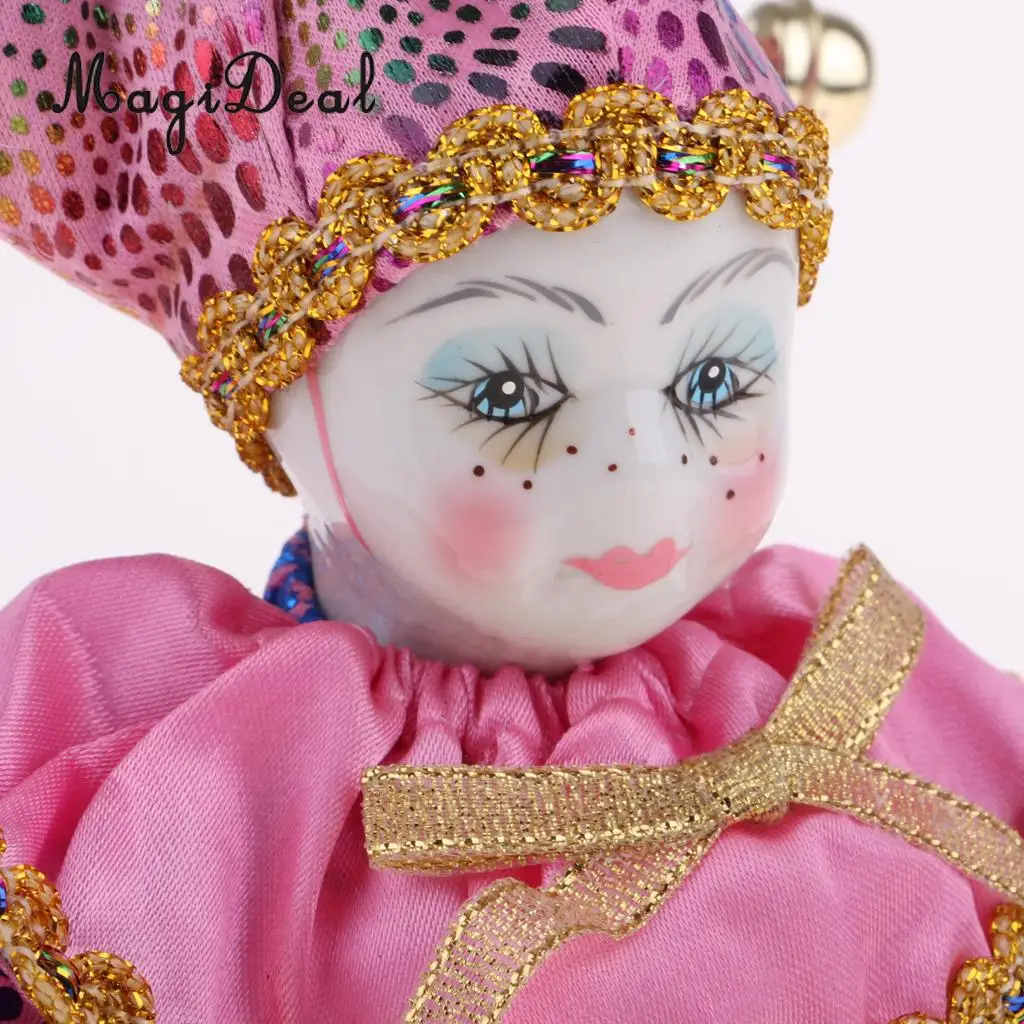 8inch Victorian Porcelain Doll Standing Ceramics Eros Dolls Clown Doll Toys Baby Wishing Doll Ornament Kids Birthday Gift Pink