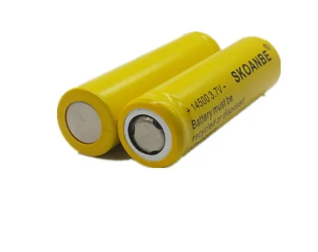 

SkoTeRy 10PCS 14500 700-800mAh 3.7V Li-ion Rechargeable Batteries Lithium for Led Headlamps Flashlight Toys FLAT Head YELLOW