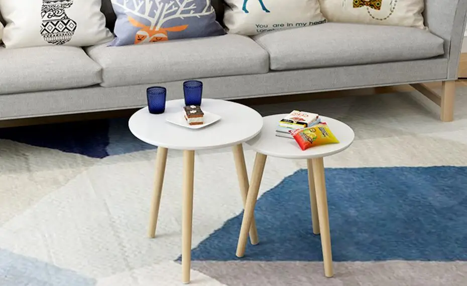 Eco-friendly Round Wooded Coffee Table Living room tea tables end table Bed small side table