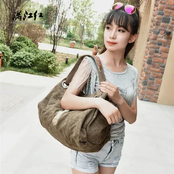 

Cross-border special for 2018 new canvas single-shoulder bag retro style large capacity travel multi-functional bag