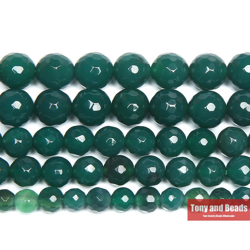 

Free Shipping 15" Natural Stone Faceted Green Agates Round Loose Beads 6 8 10 12MM Pick Size For Jewelry Making