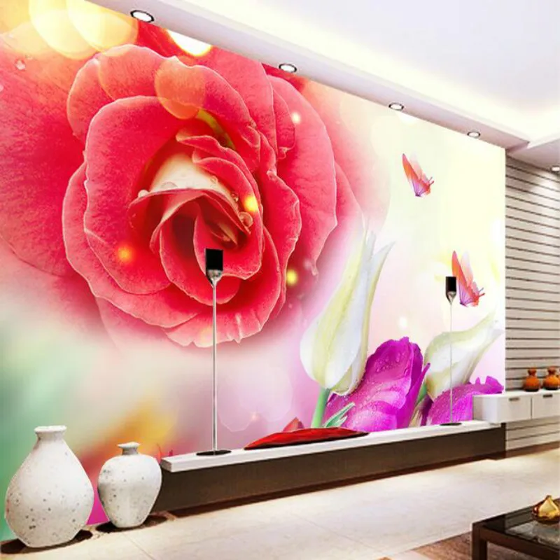 

Customization 3D Wallpaper for Walls 3d Non Woven Silk Wallpaper Murals Backgrounds for Living Room Luxury Fashion Rose