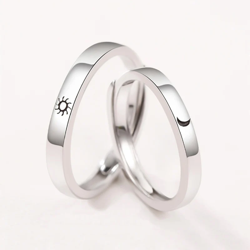 Anillos de aleación de Zinc para parejas, de plata, sol, luna, anillo de compromiso para y hombres, joyería para fiesta, regalo|Anillos| - AliExpress