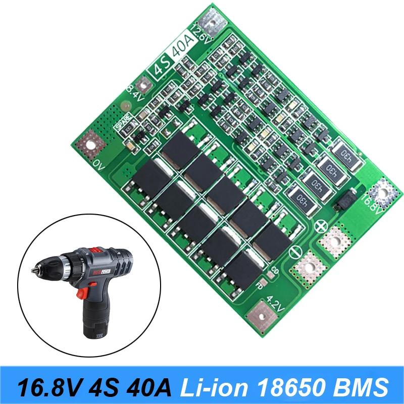 4S 40A литиевая батарея 18650 зарядное устройство PCB плата защиты BMS с балансом для