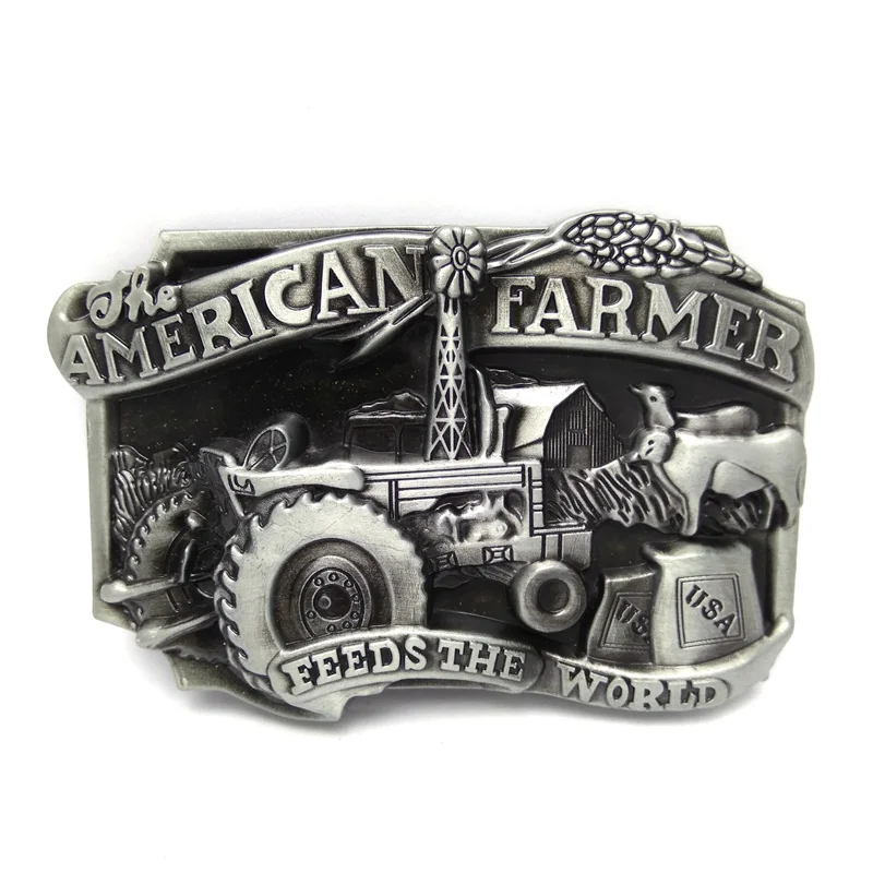 American farmer feeds the world tractor metal belt buckle mens big buckles wholesale custom ...