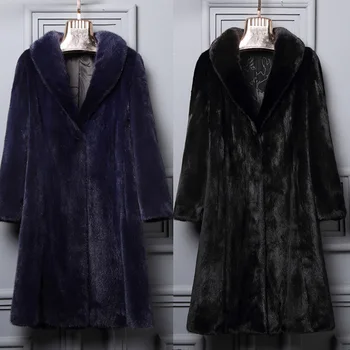 

S-6XL New Fashion Velvet Mink Fur Overcoat Female Long Faux Fur Coat Slim Long Trench Coats Plus Size Winter Women Coat