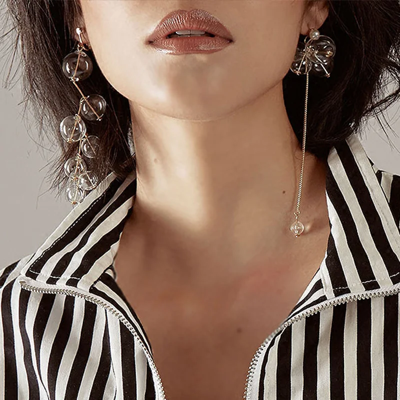 Asymmetric Billons Bubble Dangle Earrings For Women Top Quality Glass