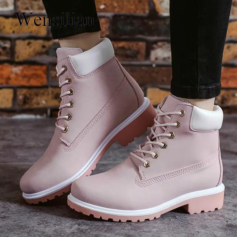 Cena Botki dla kobiet zimowe białe buty śnieg Bottes kobieta martens kobieta zasznurować platformy buty ciepłe pluszowa wkładka Botas Mujer