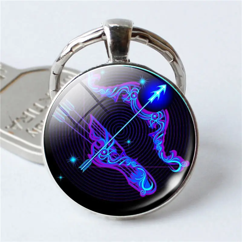 12 Zodiac Sign Keychain Sphere Astrology Crystal Key Rings Scorpio Leo Aries Constellation Birthday Gift for Women and Mens - Цвет: Sagittarius