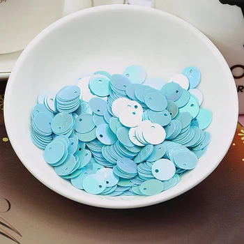 

360pcs Large Round Sequins 20mm PVC Sequin Flat Round Paillette Hologram Sequins Decoration With Side Hole Costume Acid Blue AB