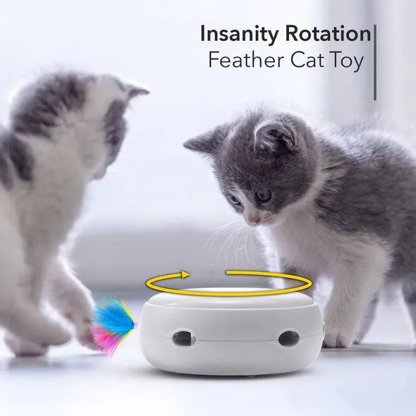 ISHOWTIENDA Electric Catching Feather Cat Carousel Tray Toy Gifts with Rotating Feather Automatic for Cat Kitten cat supplies