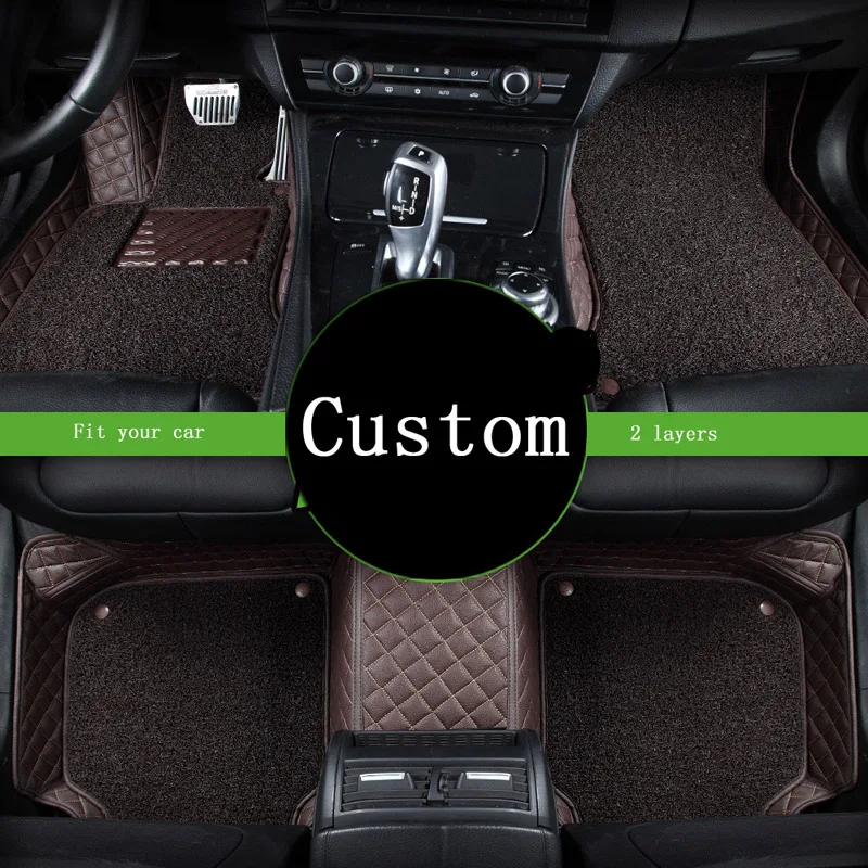 

2018 new arrival 2 layers dust-proof Car floor mats custom for honda accord, 5seats non-slide easy clean pu leather car mat
