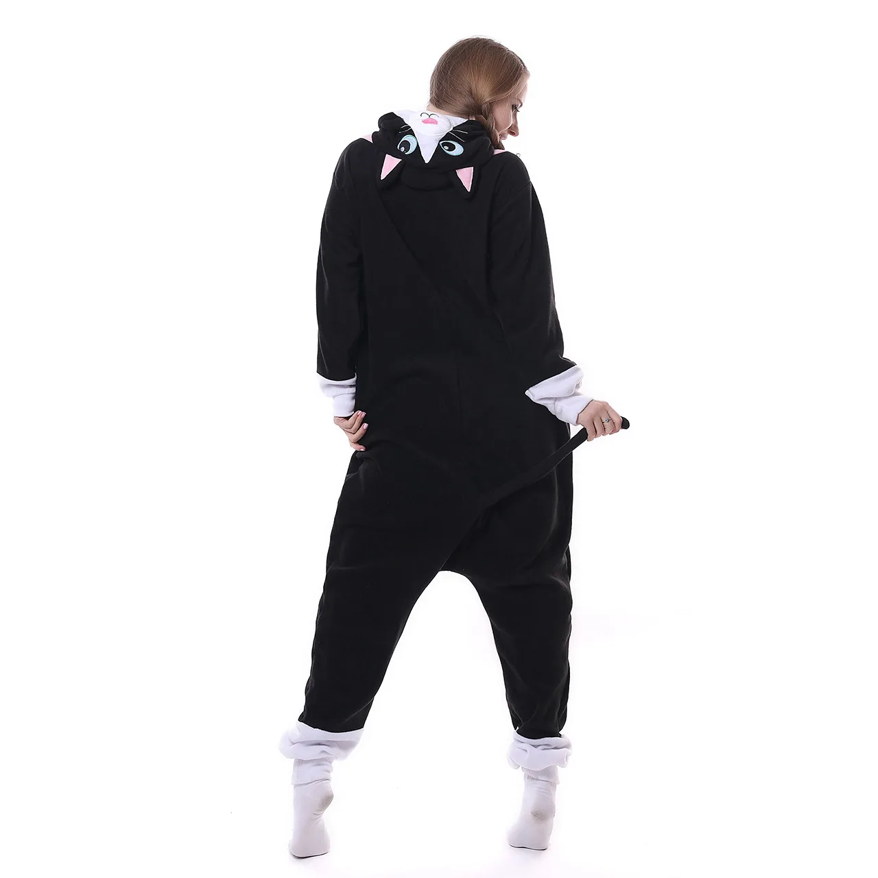 кигуруми Животных розовый Кот Onesie для мужчин и женщин мультфильм