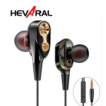 

Hevaral Double Unit Dual Drive In Ear Earphone Bass Wired Earphone For Phone DJ MP3 Sport Running Earphones Earbuds Auriculares