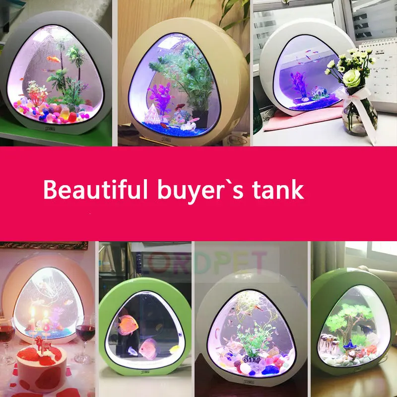 4L 6L Ecology Fish Tank Integration Filter LED Light System Mini Nano Tank Office Desktop Aquarium 110V-240V