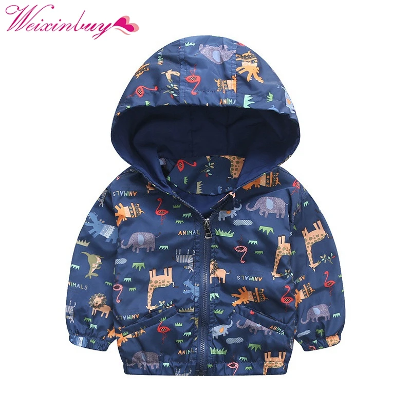 

Baby Boys Jacket Cool Style Active Hooded Coats Children Clothing Animal Printing Outerwear Jacket Windbreaker