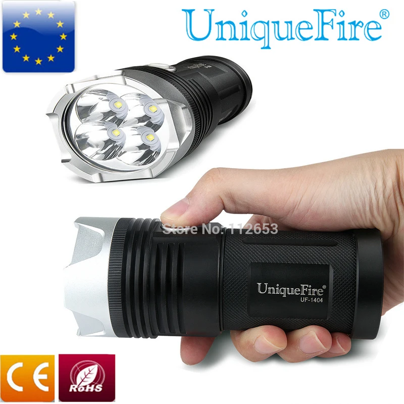 

Super Brightest UniqueFire High Power Flashlight 5 Modes 4000 Lumens 1404 4*CREE XP-L LED Flashlight Torch For Camping Hiking
