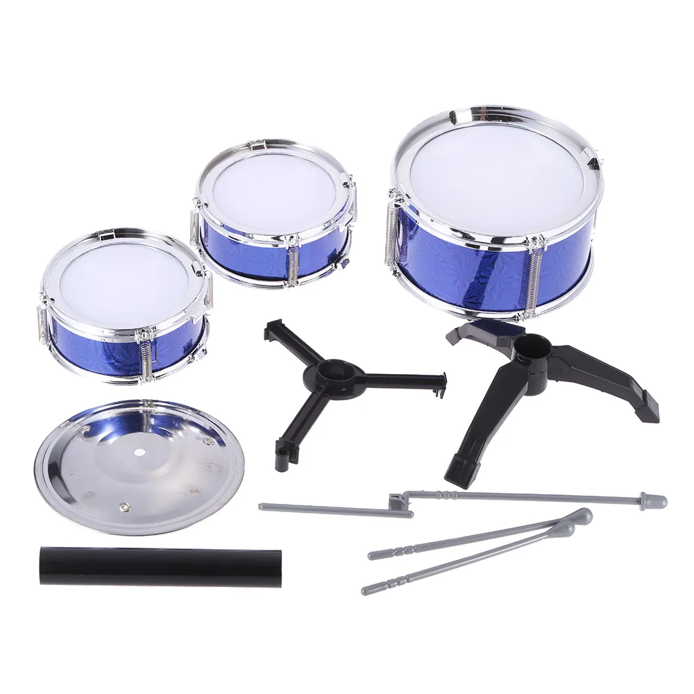 Для детей Desktop барабанная установка 3 Барабаны музыкальный инструмент игрушка с небольшой тарелки барабанные палочки