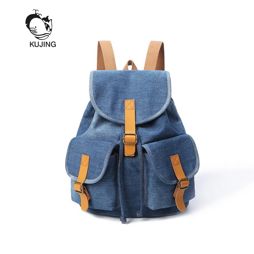 

KUJIN Female Backpack Premium Cowboy Large Capacity Student Fashion Backpack Luxury Travel Women Leisure Backpack Women Backpack