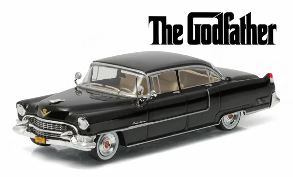 Зеленый светильник 1:43 1955 г. Cadi llac Fleetwood the God father boutique, игрушечный автомобиль из сплава для детей, игрушки для детей, модель, оригинальная коробка